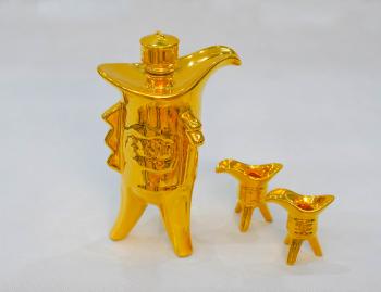 Đôi Lục Bình Thạch Anh: Vẽ Vàng Kim 24k cao 1,26m