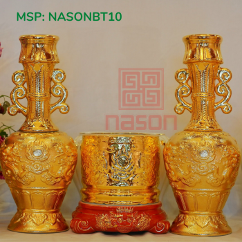 Đôi Chân Đèn Thạch Anh Dát Vàng 24K