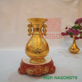 Bình Hoa Cổ Thạch Anh Dát Vàng 24K - Bình Để Hương Hoa Trên Ban Thờ