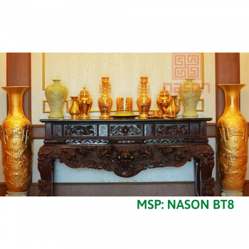 Bộ Ngũ Sự Ngọc Kim Thạch Anh Vẽ Vàng 24K - Bộ Gồm 18 sản phẩm