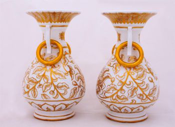 Đôi Lọ Hoa nổi vẽ vàng
