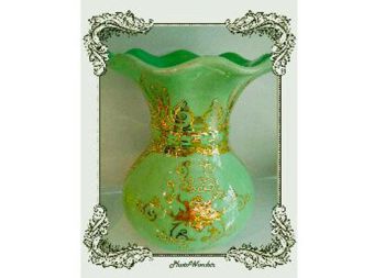 Lọ hoa màu ngọc bích họa tiết dát vàng kim 24K