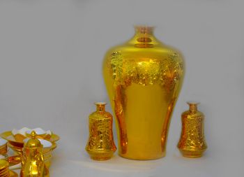 Bình hút lộc thạch anh dát vàng 24k