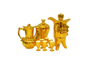 Bình rượu, ấm rượu, ly rượu sang trọng phủ kín vàng 24k