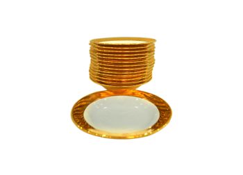 Đĩa Sâu Thạch Anh Dát Vàng 24K *loại đĩa sâu 2 lá*