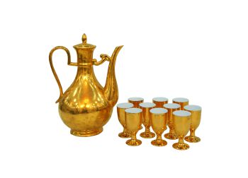 Bộ rượu phủ kín vàng 2 lớp hoa văn (Gồm 11 sản phẩm)