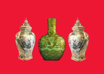 Bộ ba giao long hý thủy vẽ và phủ kín vàng kim 24karat