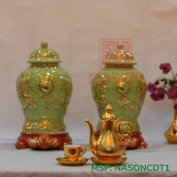 Đôi Chóe Ngọc Kim Thạch Anh Dát Vàng 24K